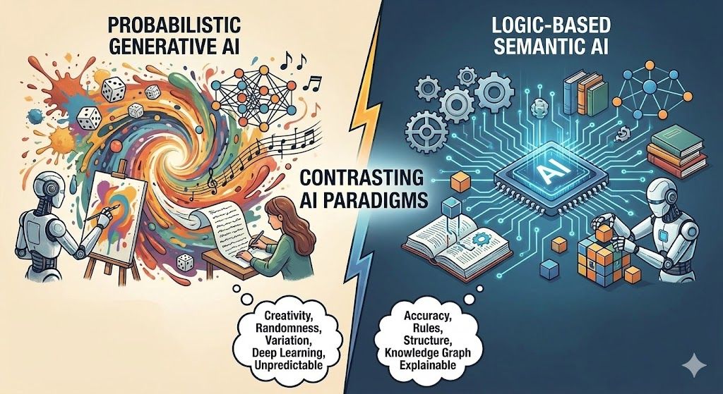 Contrasting Probability-Based Generative AI and Logic-Based Semantic AI